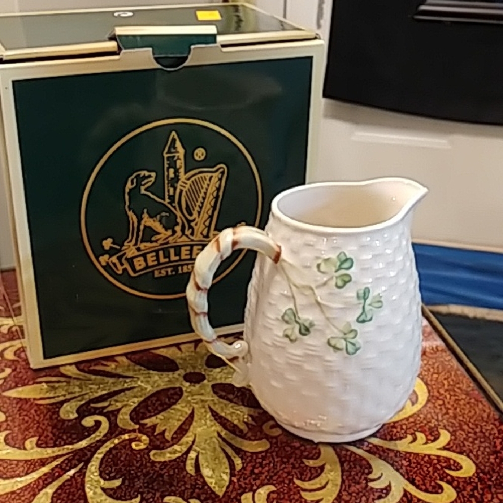 Belleek Porcelain Pitcher with Shamrock Design